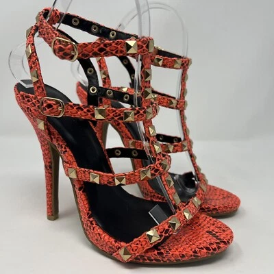Wild Diva Women’s Size 7 Lounge Bridget- Red Snake Approx 5” Stiletto Heels, VGC - Image 1 of 4