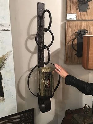 FALCONARA XL 39" METAL RÚSTICO MERCURIO VIDRIO PARED APLIQUE CANDELABRO 19850 Foto 1 de 4