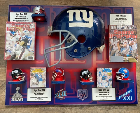 NFL NY GIANTS SUPER BOWL XXI XXV XLII XLVI RIDDELL HELMETS 18” X 24” WALL PLAQUE Cover