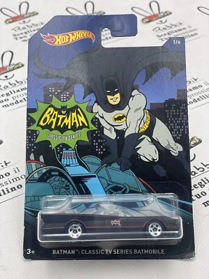 DIE CAST " BATMAN " 1/6 CLASSIC TV SERIES BATMOBILE HOT WHEELS SCALA 1/64 - Immagine 1 di 2