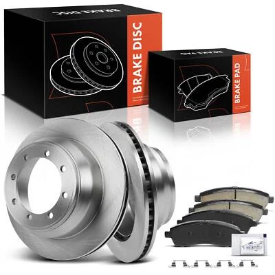 Rotores de freio a disco traseiros e pastilhas de freio de cerâmica para Ford F-350 Super Duty 1999-2004 - Imagem 1 de 4