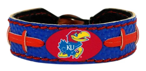 Kansas Jayhawks Team Color Football Bracelet [NEW] NCAA Jewelry Wrist Necklace Cover