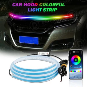 Car Engine Hood DRL RGB LED Daytime Running Light Strip Flexible Waterproof APP - Picture 1 of 15