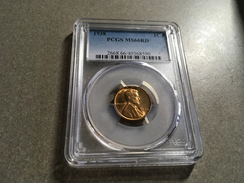 1938 Lincoln Wheat Cent Penny PCGS MS66RD! BU UNC Choice Gem FREE SHIPPING! Cover