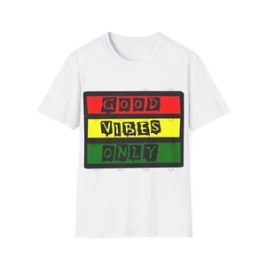 Unisex Softstyle T-Shirt Good Vibes Marley Reggae Rasta - Picture 1 of 3