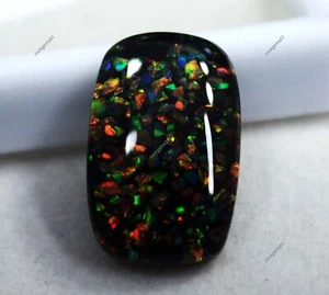 Cuscino opale di fuoco australiano naturale 15 ct doppio stinco nero certificato pietra preziosa - Foto 1 di 6