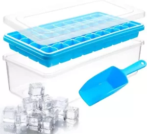 Silicone Ice Cube Tray with Lid and Bin - Blue - Picture 1 of 4
