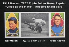 1912 HASSAN T202 Triple Folder Dover Reprint "Close at the Plate" _ Card (B)