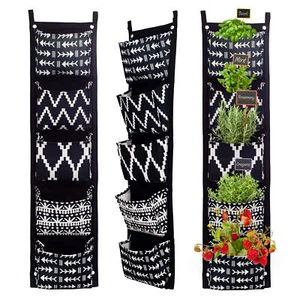 Esterno Boho Fabric Hanging Planter, 3 x 5 Pocket; Vertical Herb / Flower Hanger - Picture 1 of 9