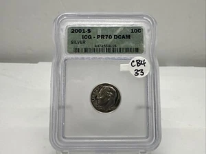 2001 S SILVER ROOSEVELT 10C PR70 DCAM ICG CERTIFIED (CB4-33) - Picture 1 of 4