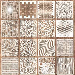 Cobee 16 piezas plantillas reutilizables para manualidades, plantillas de textura para pintar capas - Imagen 1 de 5