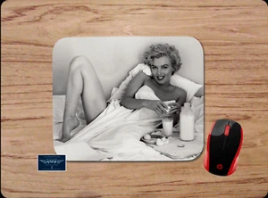 MARILYN MONROE BED BLACK WHITE CUSTOM MOUSE PAD DESK MAT HOME SCHOOL OFFICE GIFT - Picture 1 of 1
