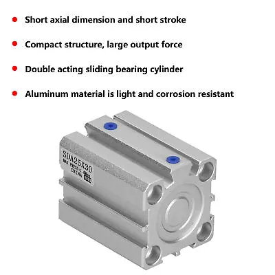 Air Cylinder Aluminum Thin Double Acting Pneumatic Components Accessories Bore♪ • 11.67£