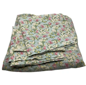 3 Piece Ralph Lauren Blue Cherry Blossom Floral Cottage Core Queen Sheet Set - Picture 1 of 11