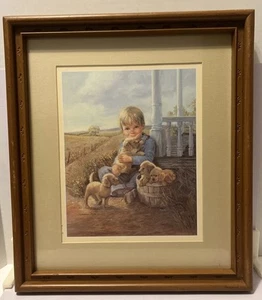 Home Interiors Gerahmtes Bild Vintage Country Lad Druck N Johnson Struck Homco - Bild 1 von 4