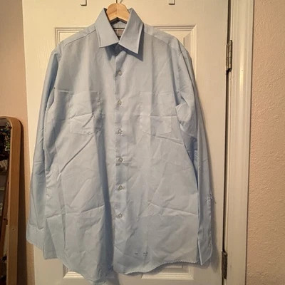 Camisa de vestir para hombre Sears Perma Prest, azul, vintage, con botones, talla 16/grande Foto 1 de 4