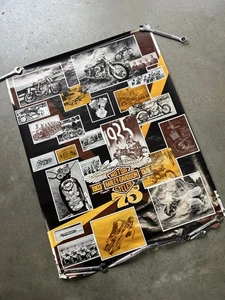 Large Vintage 75th Anniversary Harley Davidson Dealer Poster Shovel Pan Racing - Picture 1 of 8