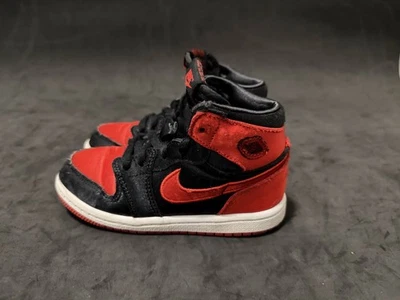 Air Jordan 1 Retro High OG Satin Bred FD5305-061 11 black red Toddler (TD) sz 9C - Image 1 of 4