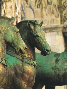 Vintage Postcard, The Horses Of San Marco, Roman Bronze Sculpture, Art, unused - Picture 1 of 2