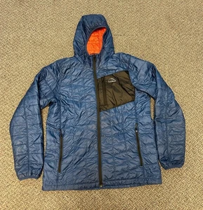 LL Bean Mens Primaloft Packaway Jacket Size L Tall Blue Gorpcore Hooded - Picture 1 of 13