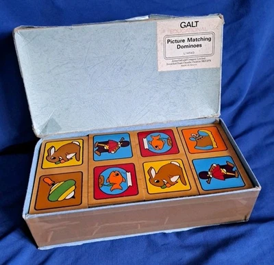 Vintage Retro Galt Picture Matching Dominoes - Wooden, Chunky - 28 Pieces - Image 1 of 4
