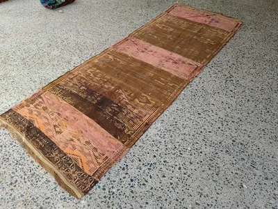 3.6x11 ft ANTIQUE RUNNER RUG WOOL HAND-KNOTTED vintage handmade turkish runner - Image 1 of 4