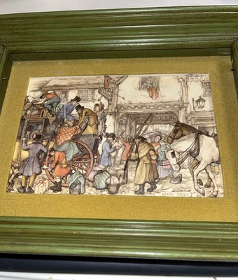Vtg 1966 ANTON PIECK Hand Cut Paper Art Diorama, Victorian Scene, Missing Glass - Image 1 of 4