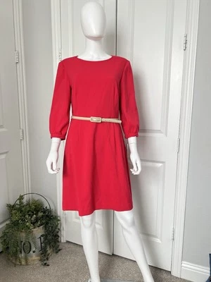 Eliza J Women’s Pink Fit & Flare Dress Belted 3/4 Sleeves Size 12 NWT - Image 1 of 4