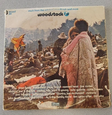 HENDRIX~SANTANA~WHO~CSNY~AIRPLANE~WOODSTOCK 1~ ORIG '70 COTILLION 3-LP SET - Image 1 of 4