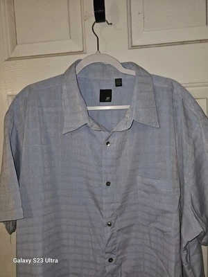 JF J. Ferrari mens 3XLT 19-19 1/2 Light BLUE Short Sleeve 62" X 34" Camp Shirt - Image 1 of 3