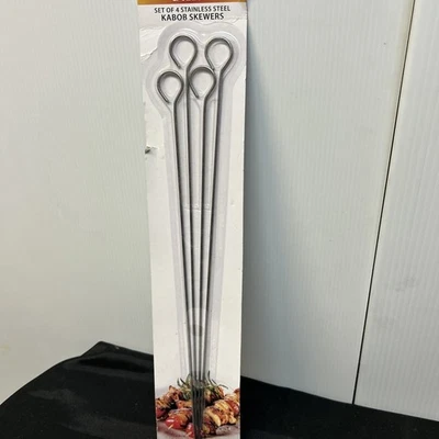 Set 4 Extra Long 15" Stainless Steel Poultry Kabob Meat Skewers NEW - Image 1 of 2
