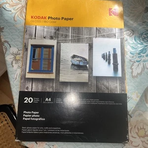 Kodak A4 Gloss Photo Paper 20 Sheets 180gsm for Inkjet Printers Orignial Pack - Zdjęcie 1 z 5