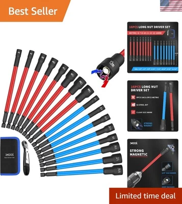 6-Inch Metric & SAE Nut Driver Bit Set - Strong Magnetic Grip & Compact Storage - Image 1 of 4