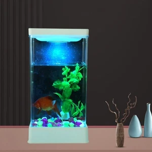 Desktop Mini Fish Tank With Colorful Light Dimmable Light Betta Fish Tank New - Picture 1 of 12