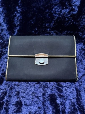 Unique Vintage Prada Black Nylon Lock Wallet 2000s Silver Interior - Image 1 of 4