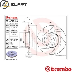 2x BRAKE DISC 09.A752.21 FOR RENAULT MEGANEIII F4R 874 2.0L 4cyl MEGANE III - Picture 1 of 7