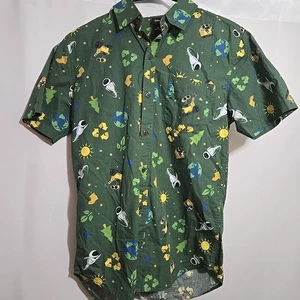 Disney Pixar Wall-E Shirt Mens Size XS Green Eva Hawaiian Earth Day Organic - Picture 1 of 6