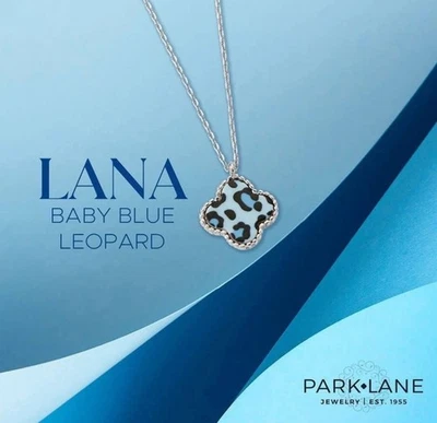 Collar Park Lane Lana Azul Leopardo Acabado Plata Trébol Diseño Cuadrifolio  Foto 1 de 2