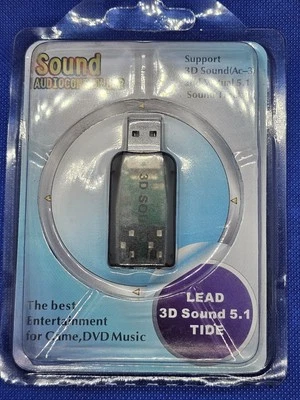 USB 2.0 Sound Card External 5.1 Channel 3D Mic Speaker Virtual Audio PC Adapter - Image 1 of 4