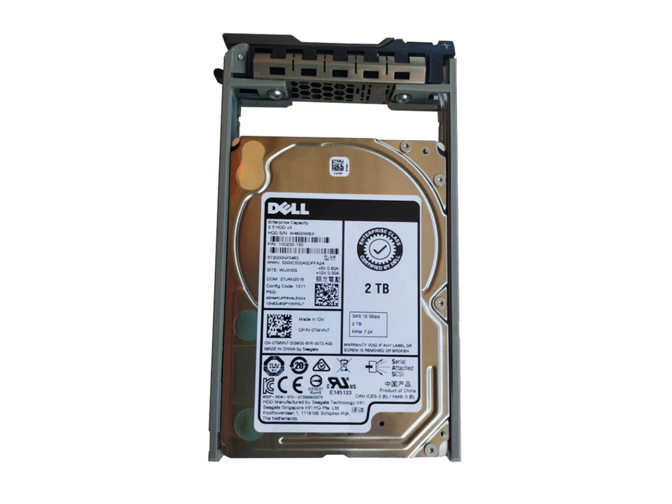 TMVN7 DELL 2TB 7.2K 12G SFF SAS ENT SED HDD 0TMVN7 ST2000NX0463 - Image 1 of 1