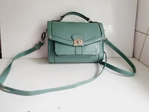 MARKS & SPENCER DESIGNER WOMENS GREEN VEGAN LEATHER SATCHEL CROSSBODY HANDBAG - Picture 1 of 12
