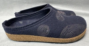Haflinger GZ SPIRIT Boiled Wool Clog Charcoal Navy 39 EU 8 US Embroidered FLAW - Bild 1 von 22