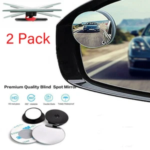 2x Round Blind Spot Mirror HD Glass Frameless Convex Rear View Mirror Car Parts - Picture 1 of 12