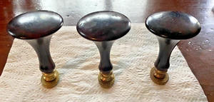 Antique Turned Wood Handle Bronze Stamp Wax Seal Monogrammed letters "I" "O" "H" - Picture 1 of 8