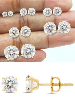 Aretes De Diamante MOISSANITE REAL Unisex 0.2-2ct 14k Oro Vermeil En Plata 925 Foto 1 de 4