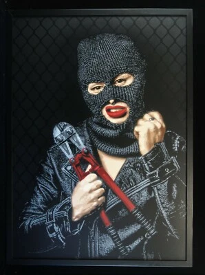 PINTURA ASSINADA ELKI +adesivo banksy shepard fairey dface faile cope2 crash dolk - Imagem 1 de 4