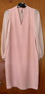 Women's Balloon-Sleeve Mixed-Media Dress Color Pink Size 12 - Picture 1 of 7
