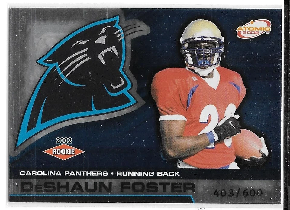 DESHAUN FOSTER ROOKIE SERIAL /600 2002 PACIFIC ATOMIC 110 CAROLINA PANTHERS UCLA - Image 1 of 1