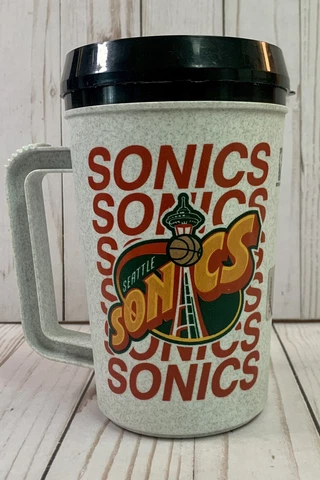 Vintage SEATTLE SUPERSONICS Super Thermo 22 OZ Insulated Mug BETRAS USA NBA Cover