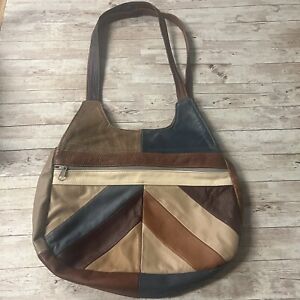 patchwork bag Y2K hobo purse vegan leather vintage 15x13 Large Oversize Slouch